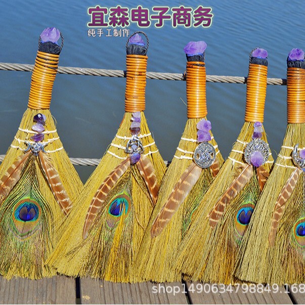 Big Broom Natural Amethyst Bud Altar Pendant Celtic Knot Moon Star Accessories Broom Pendant Ornaments Big Broom Natural Amethyst Bud Altar Pendant Celtic Knot Moon Star Accessories Broom Pendant Ornaments