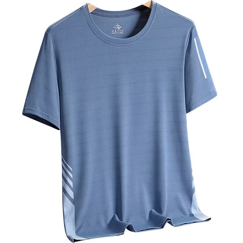 Men's silk quick dry sports short sleeve T-shirt for gym
