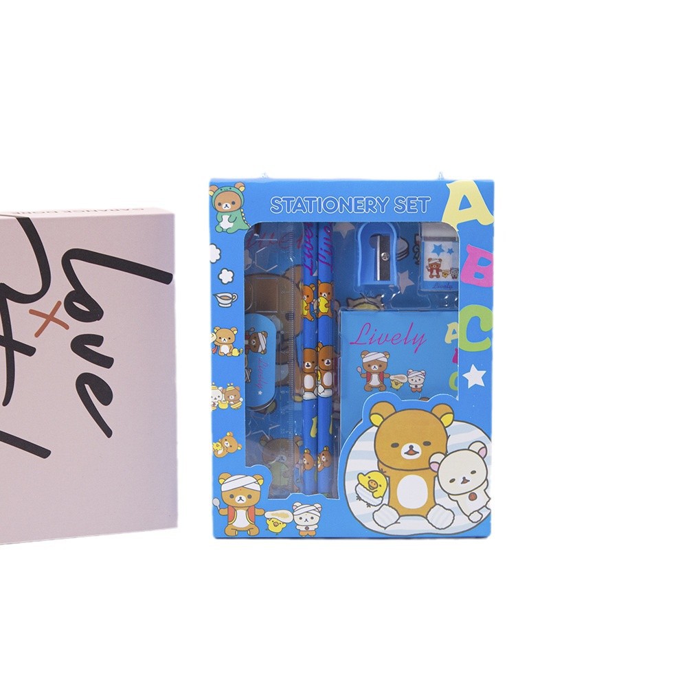 Juego de papelería para niños de Navidad Juego de seis piezas de dibujos animados Regalo de graduación Regalo para estudiantes de primaria Premio Juego de lápices al por mayor