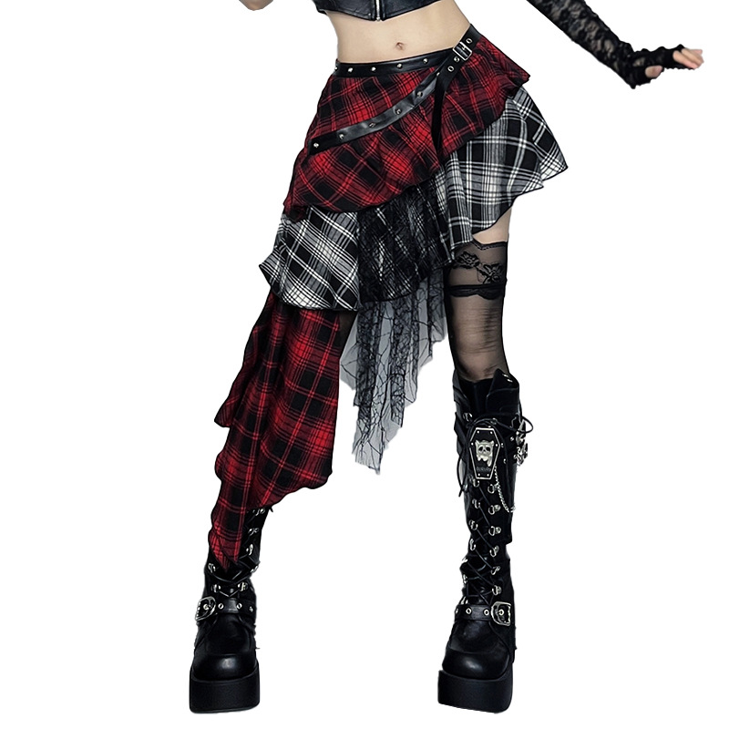 Lace Steampunk Plaid Skirt