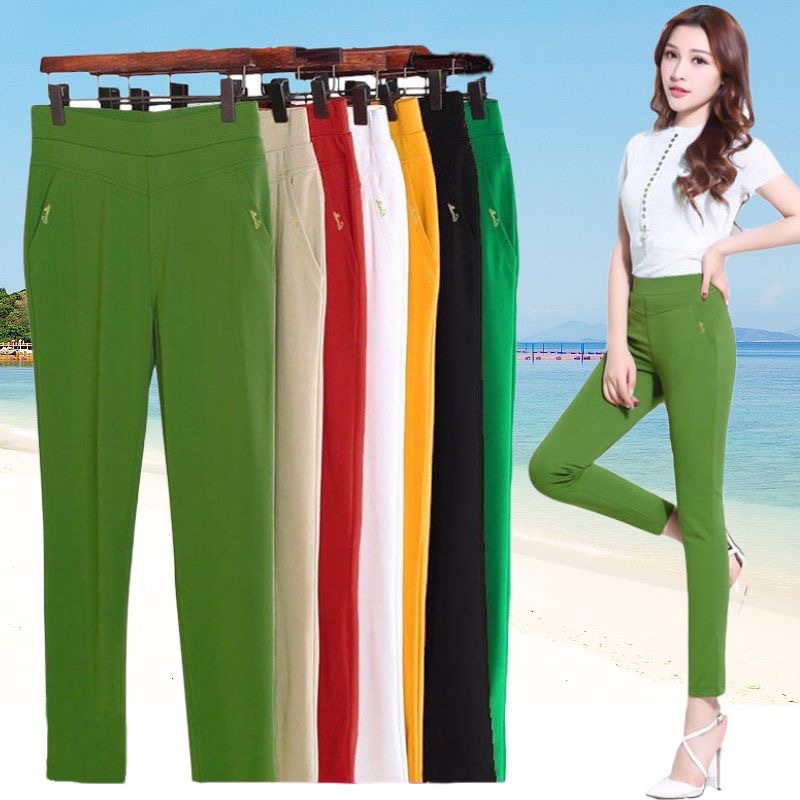 Cross-Border Women's Casual Pants Women's Elastic Nine-Point Pants Summer New Elastic Waist Women's Pants Middle-Aged and Elderly Mother's Pants