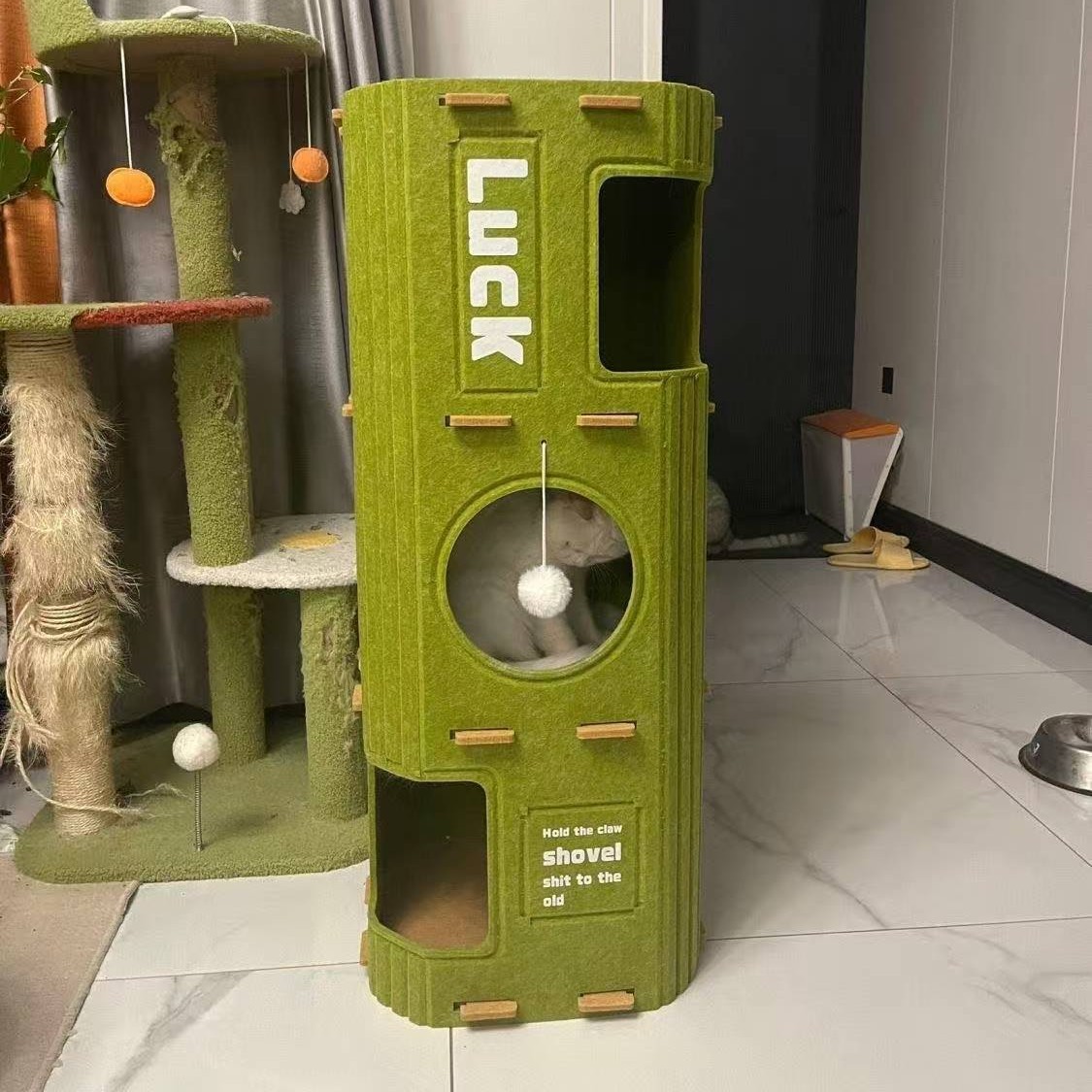 Multicapa cuatro estaciones felino general gato casa gato túnel laberinto perforación agujero gato dormido árbol agujero gato agarrar tabla hecha a mano