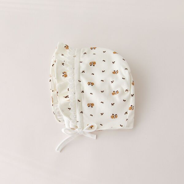 Spring and Autumn Baby Newborn Baby Saliva Towel Bib Ear Protection Hat Set Class a Cotton Anti-Overflow Bib Outing Hat