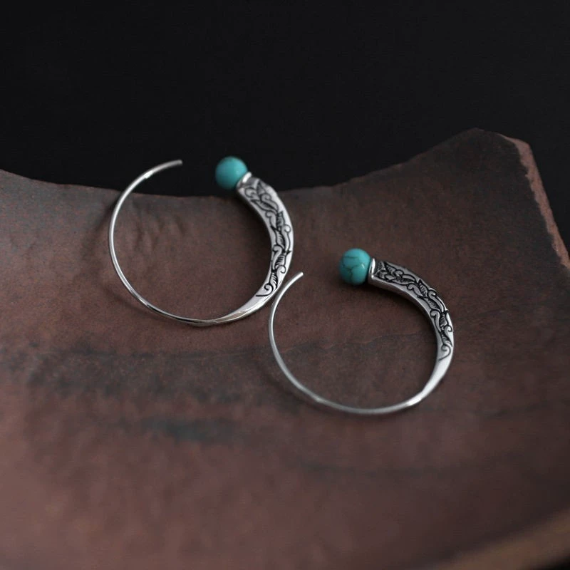 Серьги из серебра 925 с бирюзой ручная работа