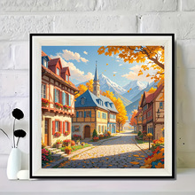 钻石画满钻新款秋天小镇DIY手工画卧室学生新手钻石贴十字绣带框