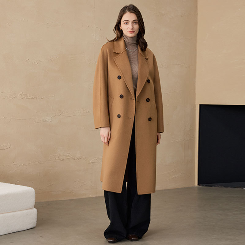 [Heying] Classic Coat 101801 Double-Sided Wool Pure Cashmere Woolen Coat Ceid Women's Coat Huang Yuxiang