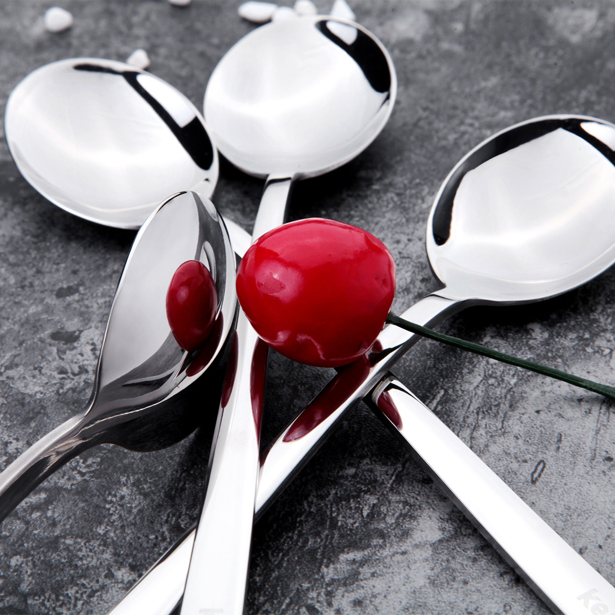 Langskaftet kaffeske i rustfrit stål til dessert og omrøring_voghion.com