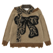 衣品男装美拉德蝴蝶结套头毛衣女冬季穿搭慵懒风小众马海毛针织衫