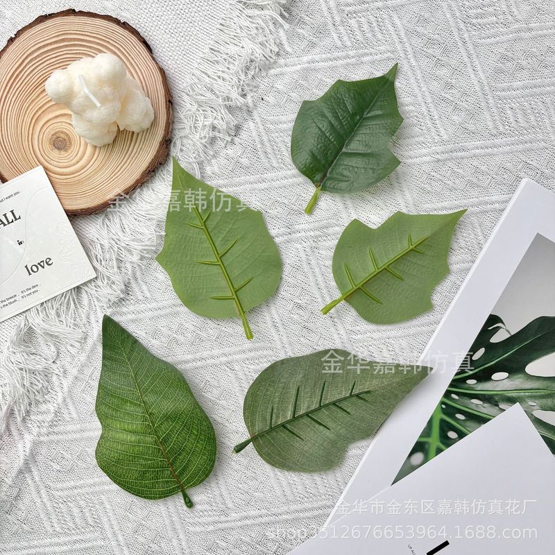 单片圣诞叶仿真绿植叶片假叶子假花丝布家居胶布叶片DIY塑料绿植|undefined