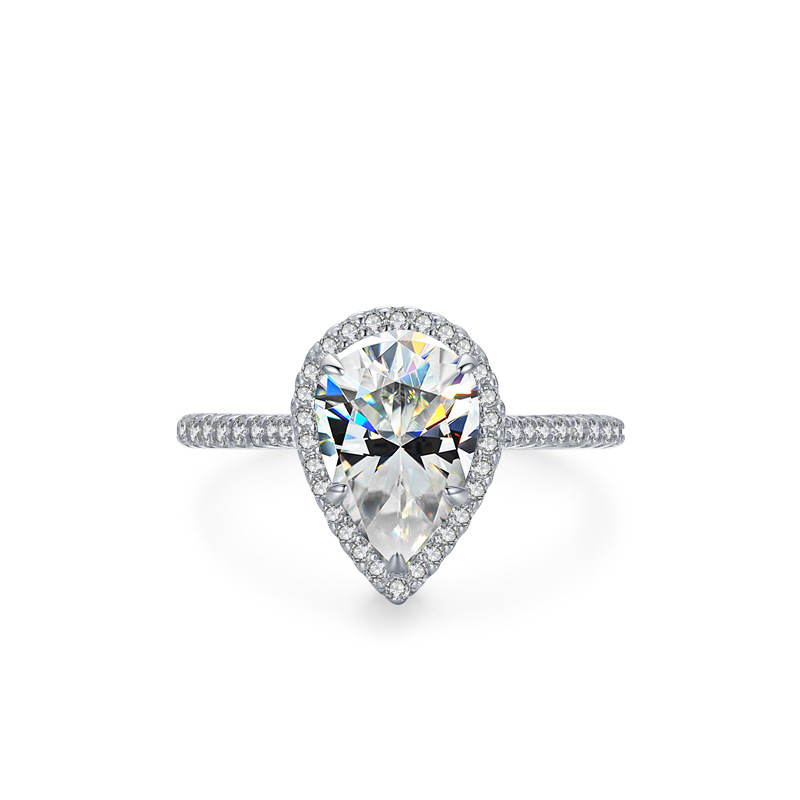 Transfronterizo Amazon s925 plata esterlina 3 quilates huevo de paloma mosan anillo de moda de lujo anillo cerrado