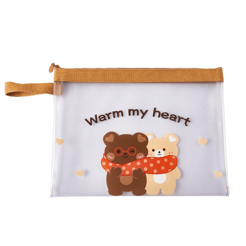 Nuannuan Bear File Bag Student Subject Classification Bag Large Capacity Information Bag A5 Test Paper Storage Bag A4 Homework Bag