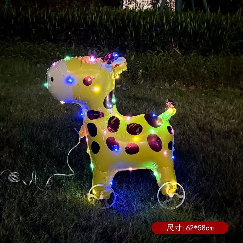 批发新款滑轮气球儿童布置网红夜市摆摊玩具发光卡通走路动物气球|undefined