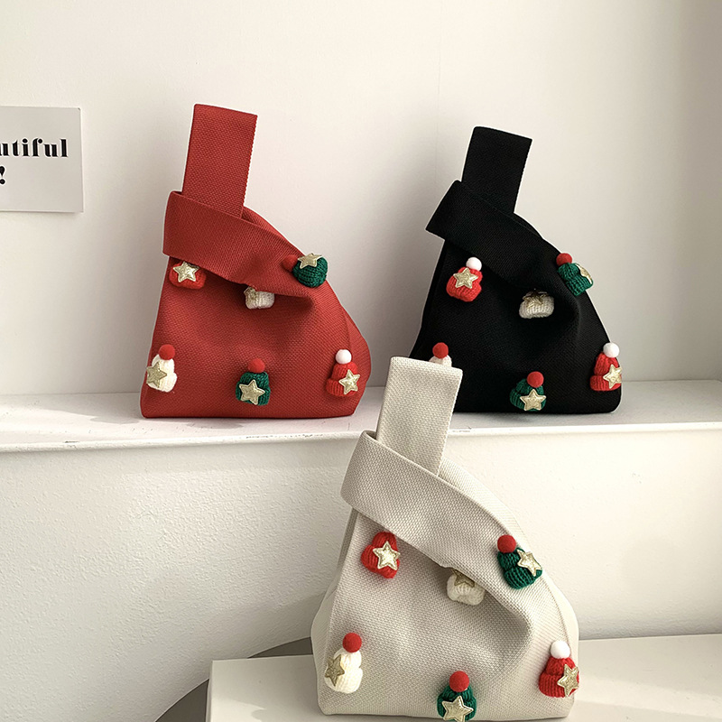 Bolso de mochila para mujeres versátil 2025 nuevo bolso de regalo de navidad sombrero tridimensional bolso de punto bolso de hombro