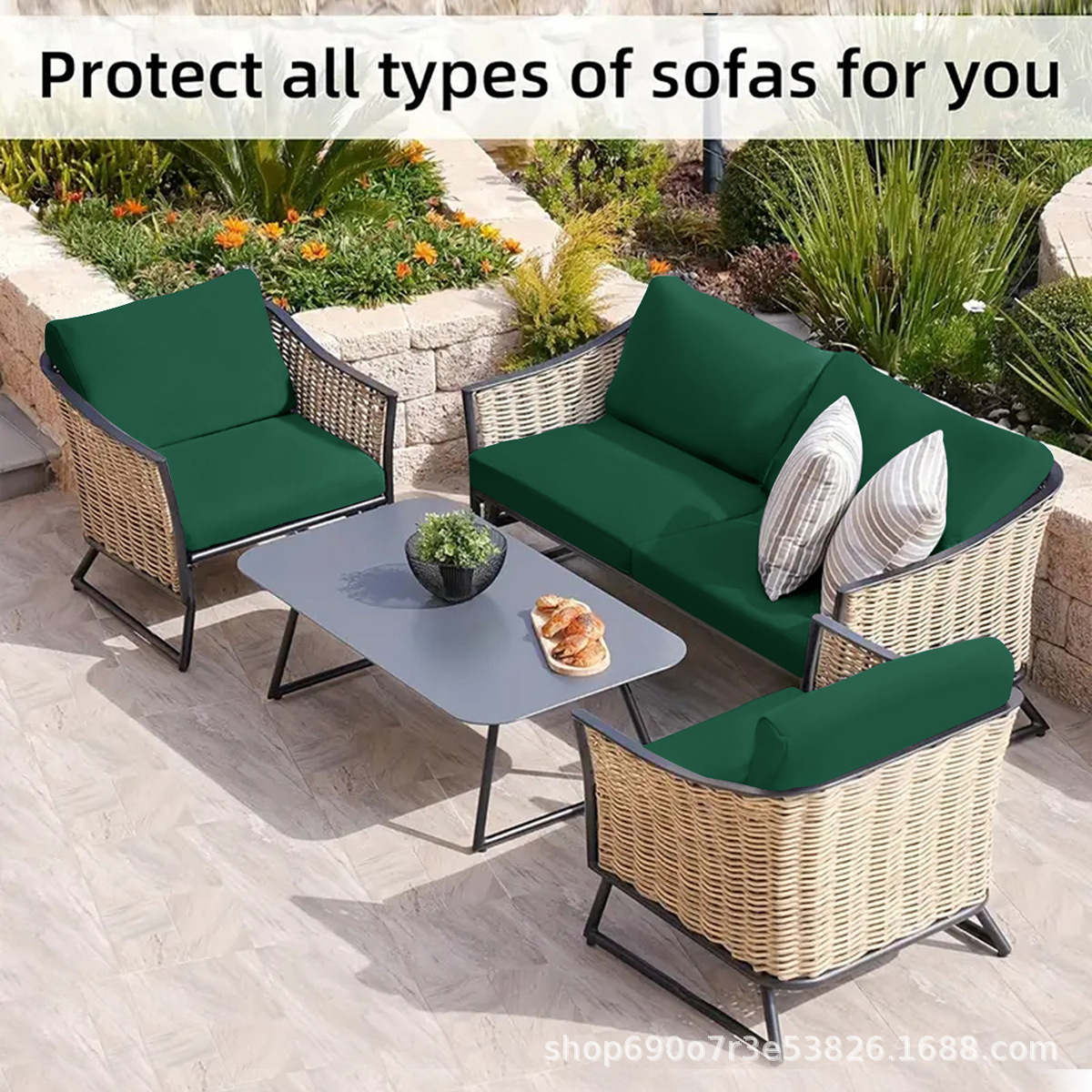 Ventas directas transfronterizas todo incluido elástico de color sólido impermeable seda de leche al aire libre cubierta de cojín de sofá a prueba de polvo cubierta de cojín de sofá a prueba de agarre