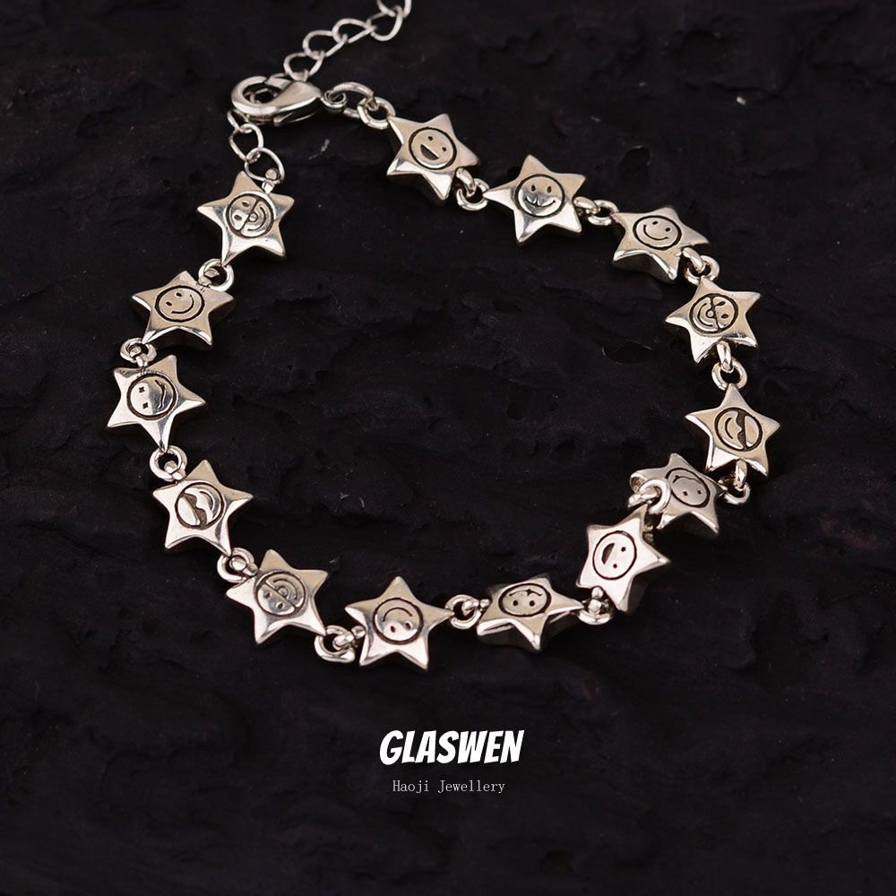 Ins Style Five-Pointed Star Smiley Face High-End Bracelet Female Stylish Simple Niche Fashion Hip-Hop Versatile Accessories