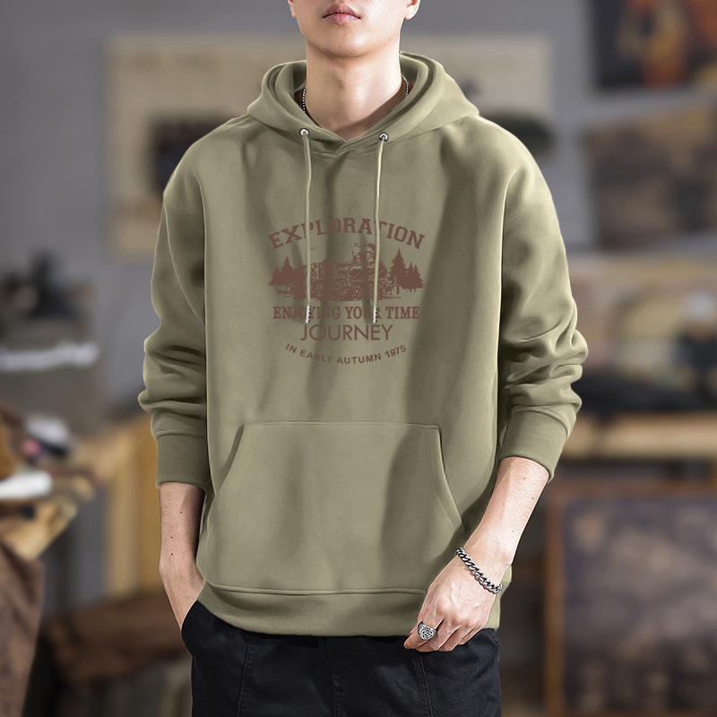 Chaqueta de impresión de moda masculina primavera y otoño adolescente suelta con capuz camiseta de fondo de moda de hombre chaqueta de estudiante