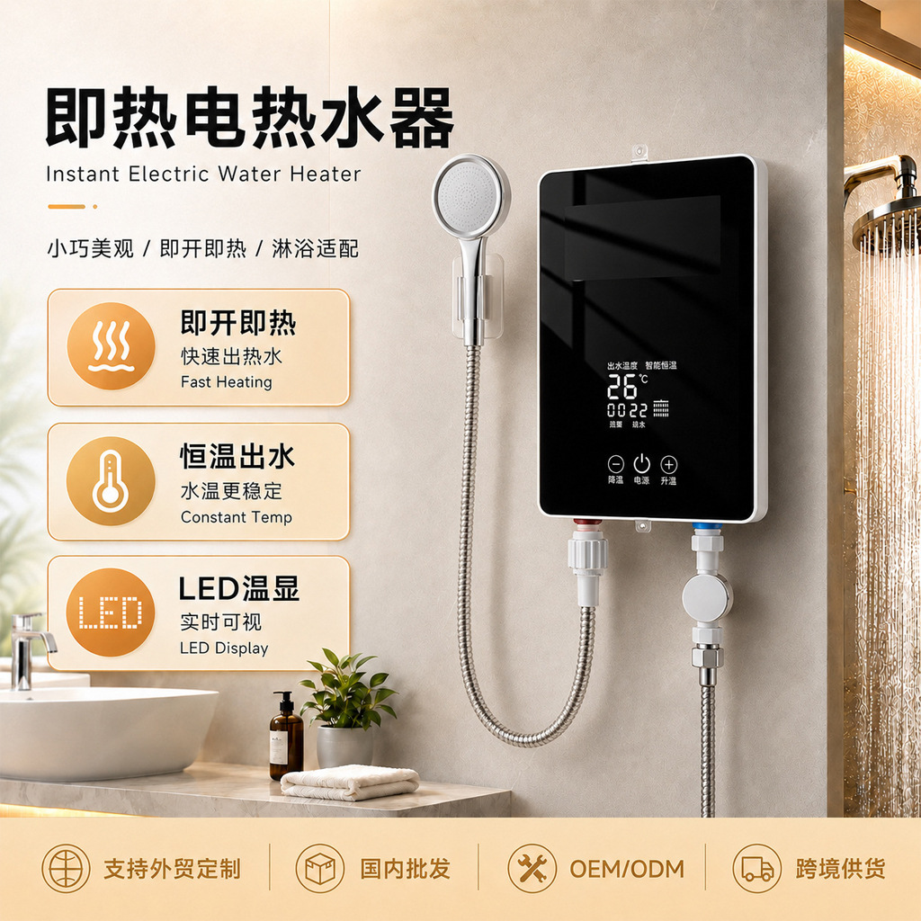 德国即热式电热水器家用小型迷你过水快速热恒温租房用洗澡器淋浴