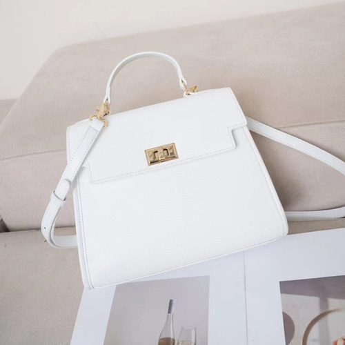 Leather handbag for women,  new model, high-end leather top-handle Kelly bag, single-shoulder and cross-body, niche commuting small square bag
