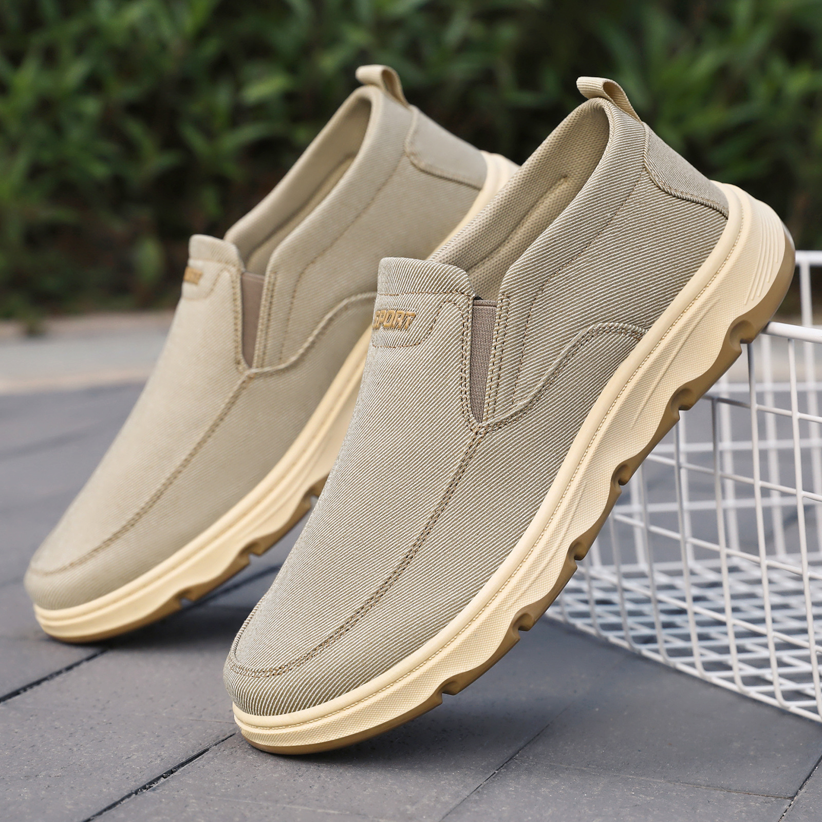 Zapatos de hombre 2026, nuevos zapatos casuales de primavera, zapatos de lona transpirables de moda, estilo slip-on, para dropshipping transfronterizo, tipo dad shoes. image 3
