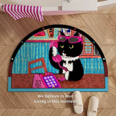 Avtomobil döşəmə paspasları — Floor Mat Water-Absorbent Non-Slip Bathroom - black-cat-calling-4060cm-diatom-mudabsorbent-and-quick-drying