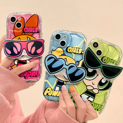 飛天小女性警察はiphone13/12シリコンリンゴの携帯ケース11promax漫画サングラススタンドを適用している