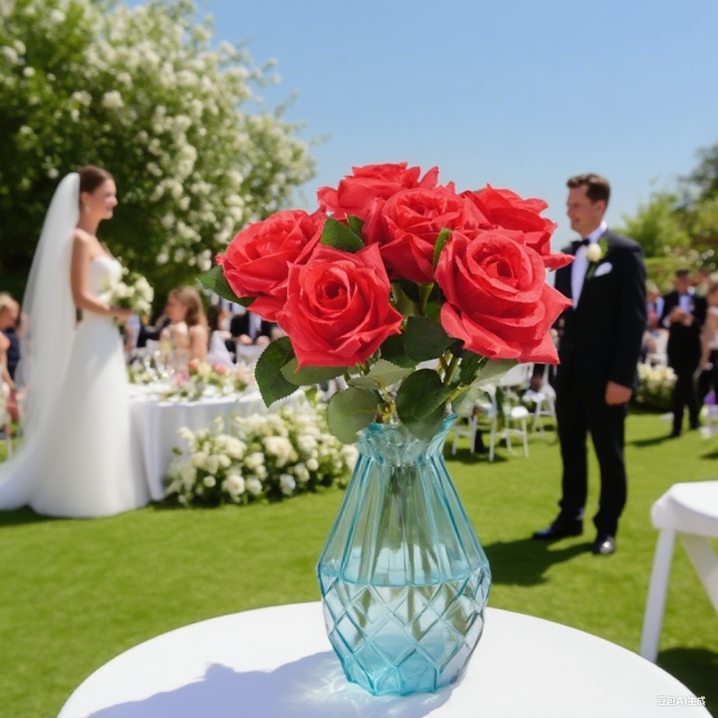 Rosas artificiales al por mayor de un solo tallo con borde rizado, flores artificiales para decoración de hoteles y restaurantes occidentales, rosas artificiales para decoración de bodas y hogar. image 5