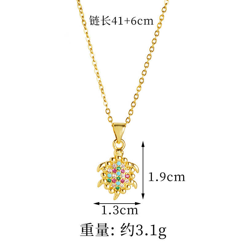 Temperamento de oro de arena vietnamita, lujo ligero, micro incrustaciones de diamantes, exquisito collar de tortuga, pendientes, joyería de moda femenina al por mayor