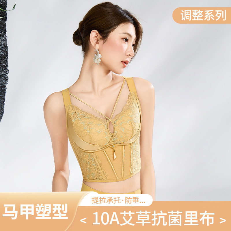 Wire-Free Adjustable Bra, Anti-Sagging, Side Breast Gathering, Breast Shaping Bra, Mugwort Body Shaping Vest, Underwear Bra