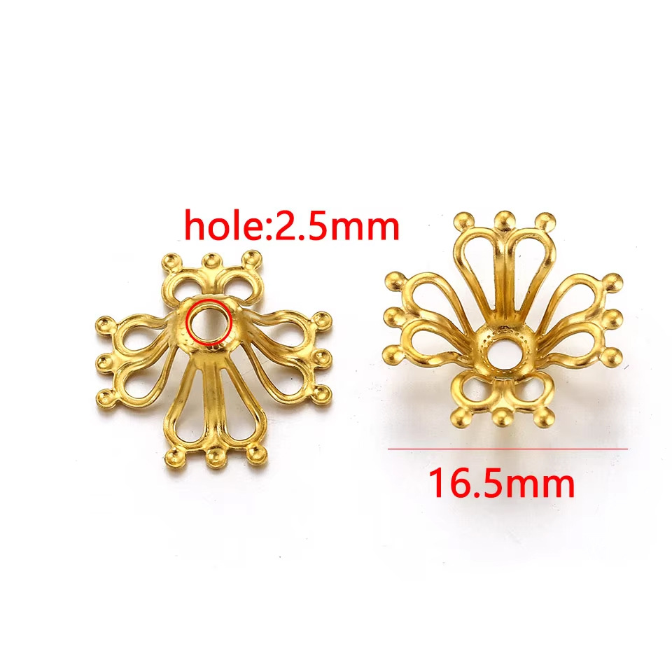 Petal de acero inoxidable sombrero de perlas 18K vacío chapado DIY collar pulsera joyería para hacer junta sombrero de perlas
