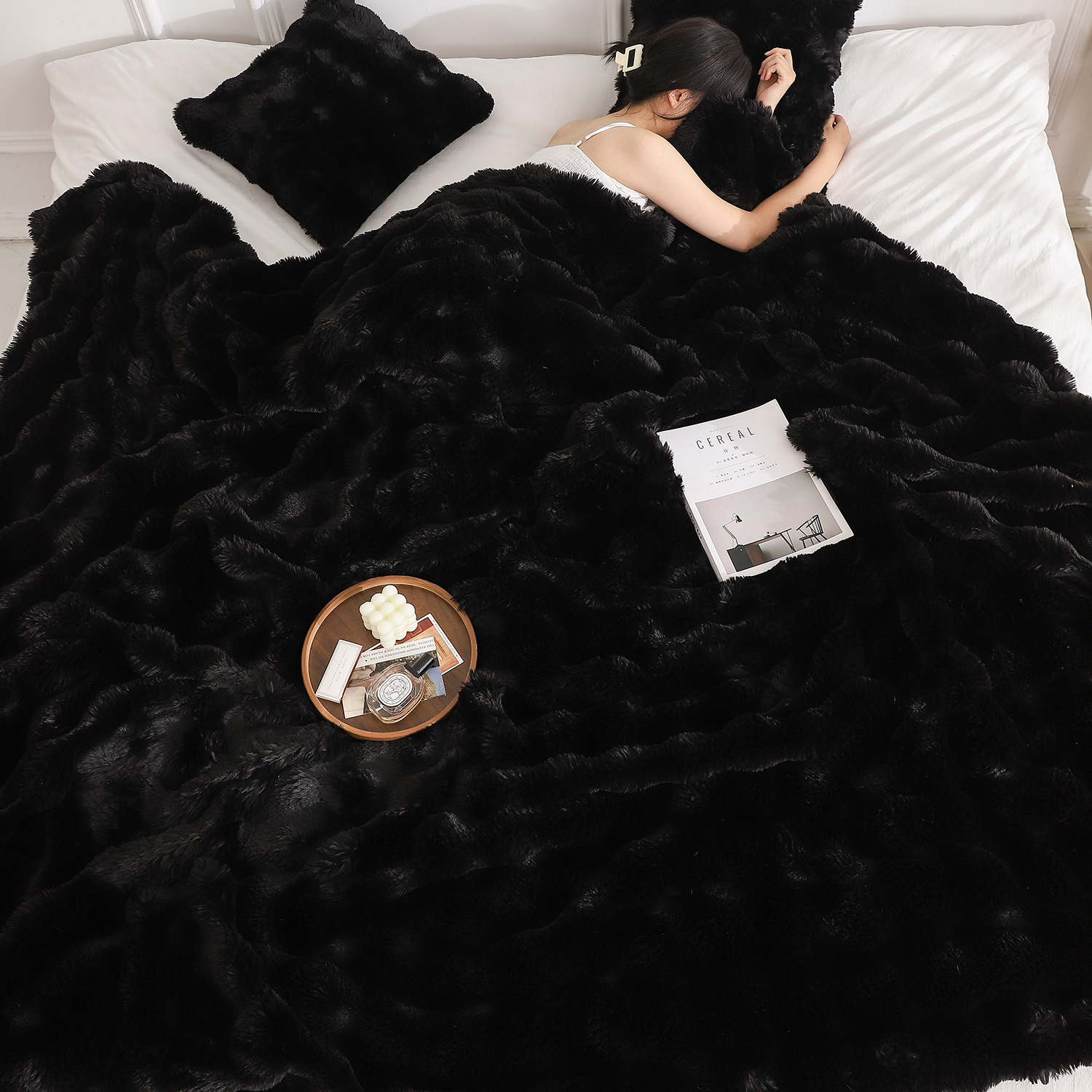 Tombas de burbuja de peluche de conejo, mantas de siesta de oficina, mantas de doble espesor, mantas de burbuja de oficina multifuncionales