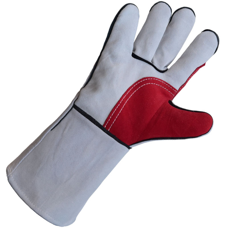 Guantes de soldador de piel de oveja de doble capa de galvanizado resistentes al desgaste y transpirables, suaves y cómodos guantes de soldadura de piel larga