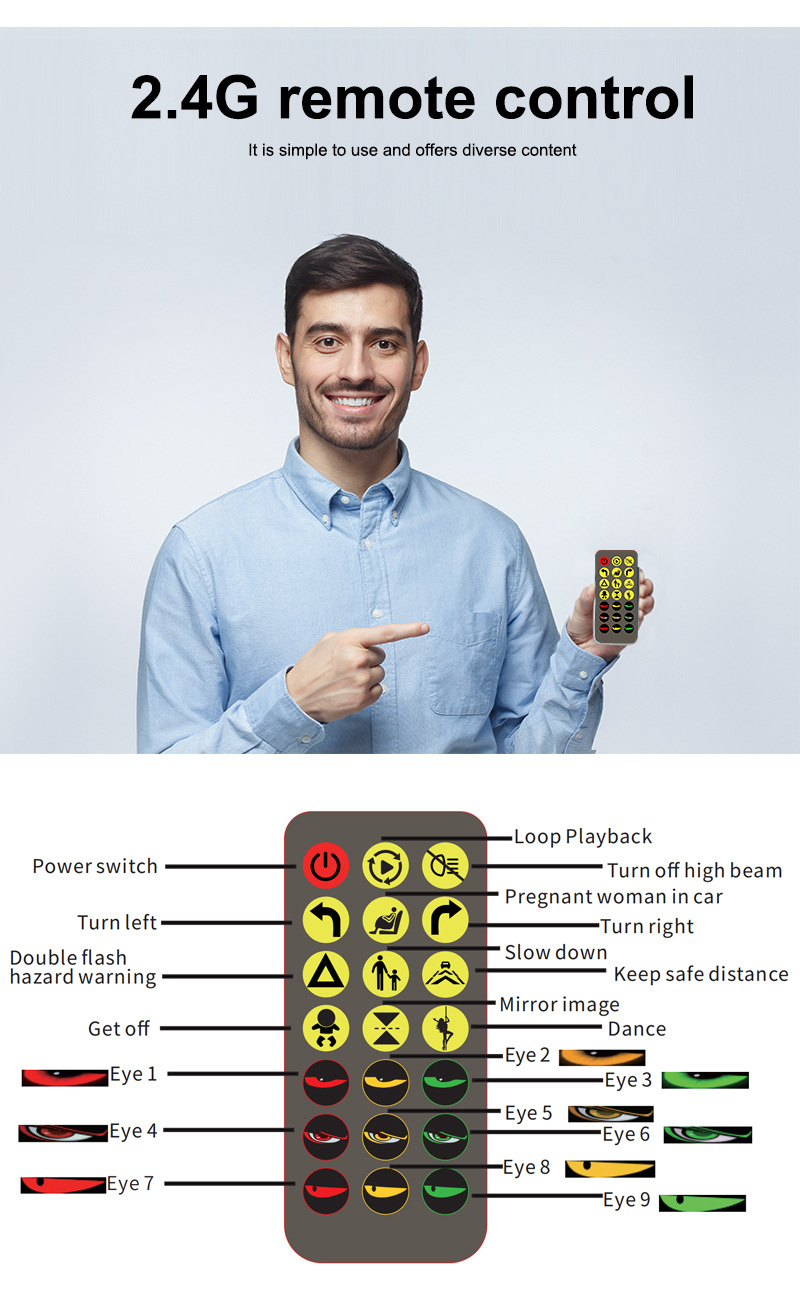 Truck Devil's Eye Led Lighting Soft Screen Car Truck Eye Light Bluetooth Dynamic Led Flexible Advertising Screen