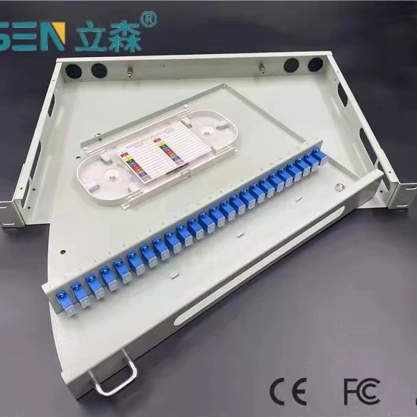 Оптический распределительный блок (ODF) для связи, 12/24 порта, 1U, монтируемый в стойку, вращающийся, веерообразный, терминальный блок
