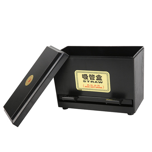 Milk tea shop straw box plastic storage box adjustable push-type creative dust-proof thickened automatic straw box