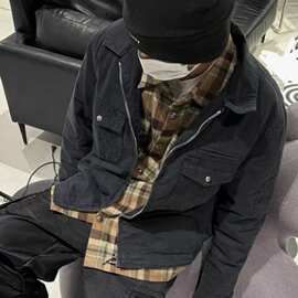 正确版原标CH家25秋冬新款鱼骨纹水洗翻领工装棉服外套男女同款
