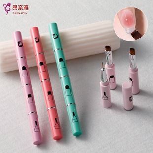 New nail pen interface short style easy to carry color painting pen flat head round head pull line flower brush nail art new products
