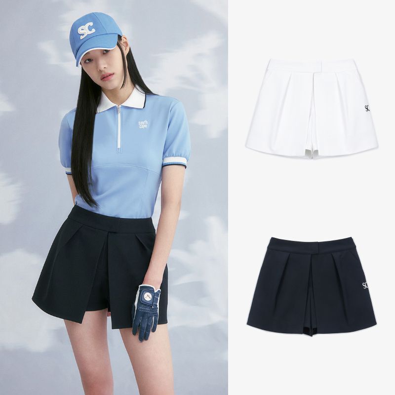 Export Golf Women's Fashion Double-Layer Slit Shorts Elastic Waist Pleated Skirt Outdoor Anti-Exposure Casual Pants