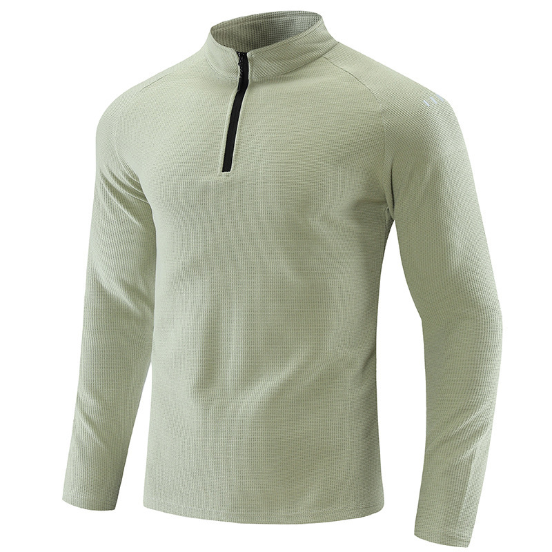 Half-Zip Autumn and Winter Men's Long-Sleeved T-Shirt Breathable Elastic Outdoor Sports Tops Men's Two-Open Group Purchase Cross-Border