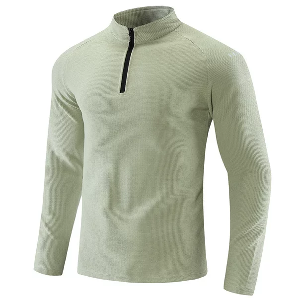 Half-Zip Autumn and Winter Men's Long-Sleeved T-Shirt Breathable Elastic Outdoor Sports Tops Men's Two-Open Group Purchase Cross-Border