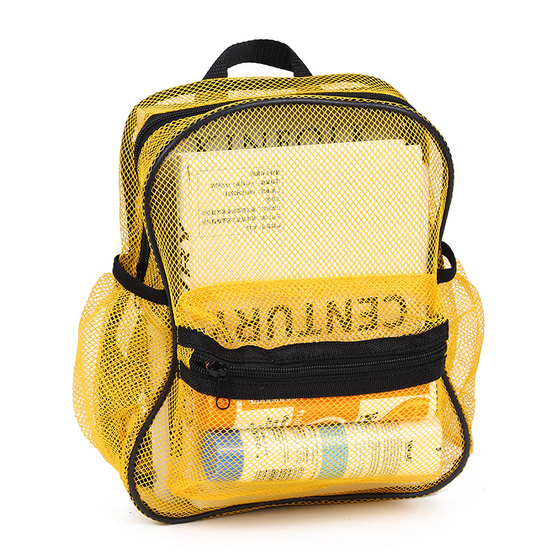 Mochila de malla de alta carga transparente simple bolsa de playa mochila escolar para niños Temu generación CPC certificación