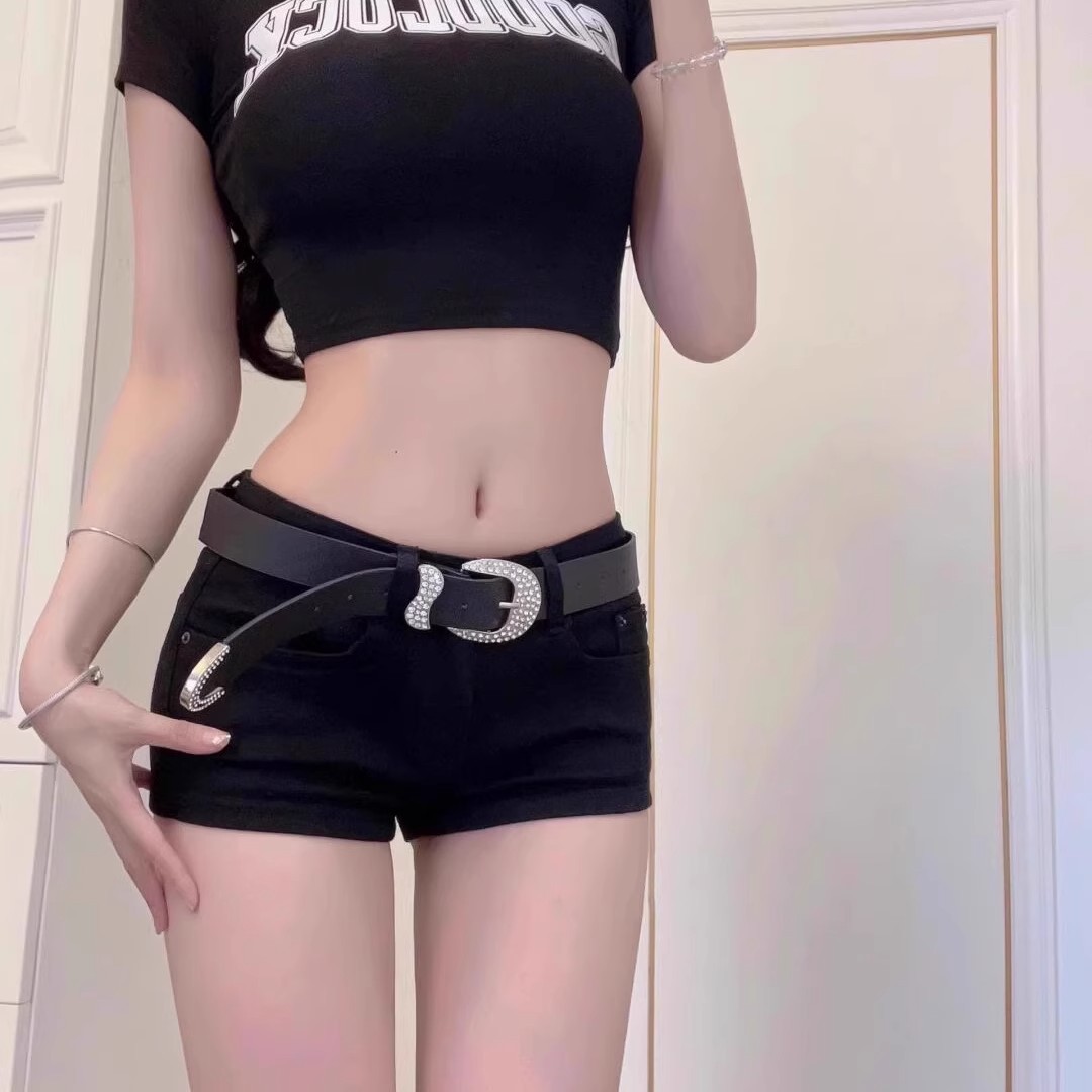 大码欧美式辣妹黑色y2k牛仔超短裤女夏季低腰显瘦包臀休闲百搭
