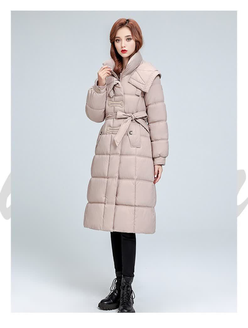 Dames gewatteerde winterjas met capuchon lange puffer jas_voghion.com