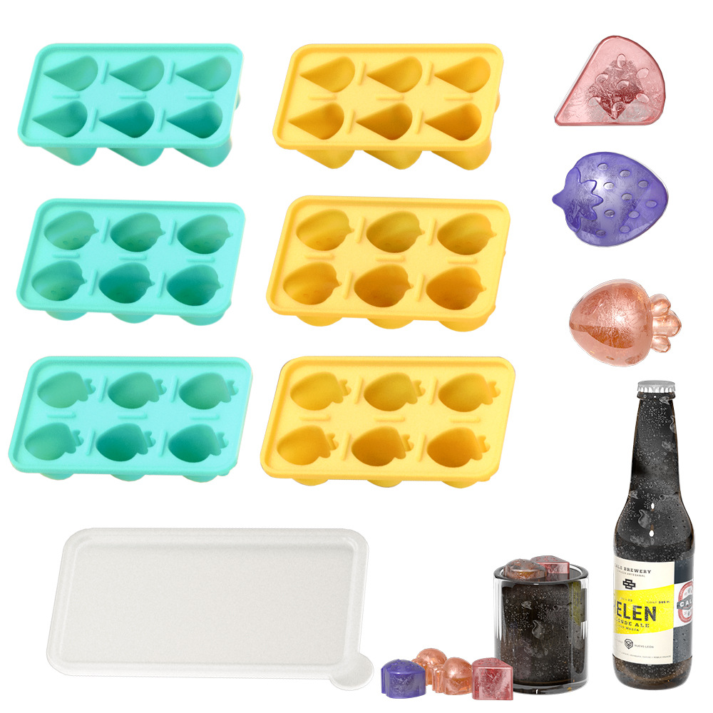 Silicone moldes de hielo 6 grados de fresa calabanta sandía hielo whisky molde de hielo anti-alimentado