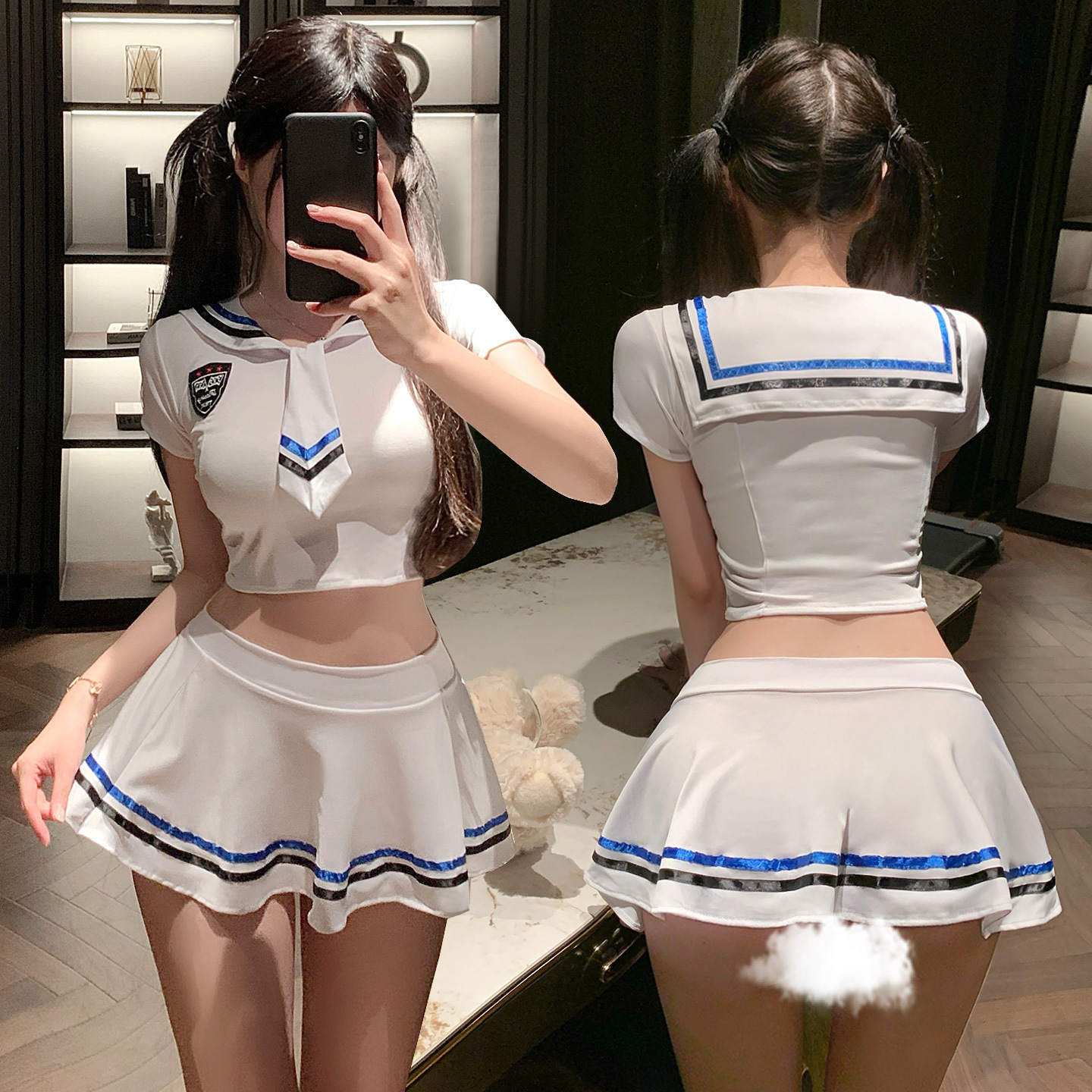 Feimu Sexy Intimates Pure Desire Exposed Waist Sailor Style Jk Suit Uniform Temptation Sexy Flirting Exposed Buttocks No Need to Take Off 6924
