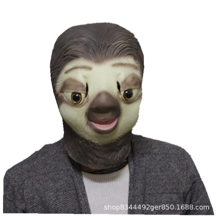 Perezas máscara de Halloween lindo divertido animal látex tocado TikTok Red rojo accesorios de rendimiento loco animal Ciudad