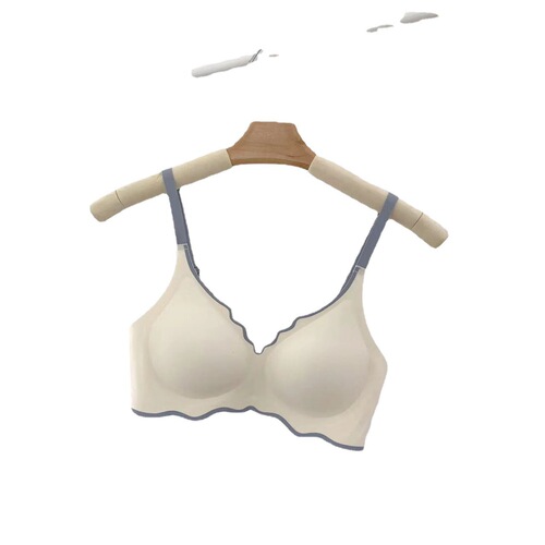 Women's invisible underwireless bra with cup shaping, non-wired, anti-sagging, latex color-blocked jelly bra, foreign trade wholesale