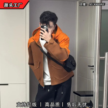 正确版本源头工厂25s秋新款钢印拼色连帽牛仔夹克外套 高品质实拍