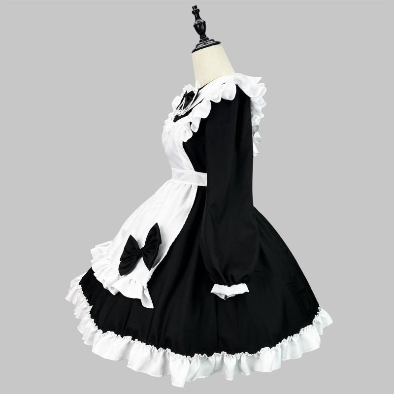 オリジナル超萌え日系白黒メイド服クロスボーダー長袖メイド服コスプレ衣装|undefined
