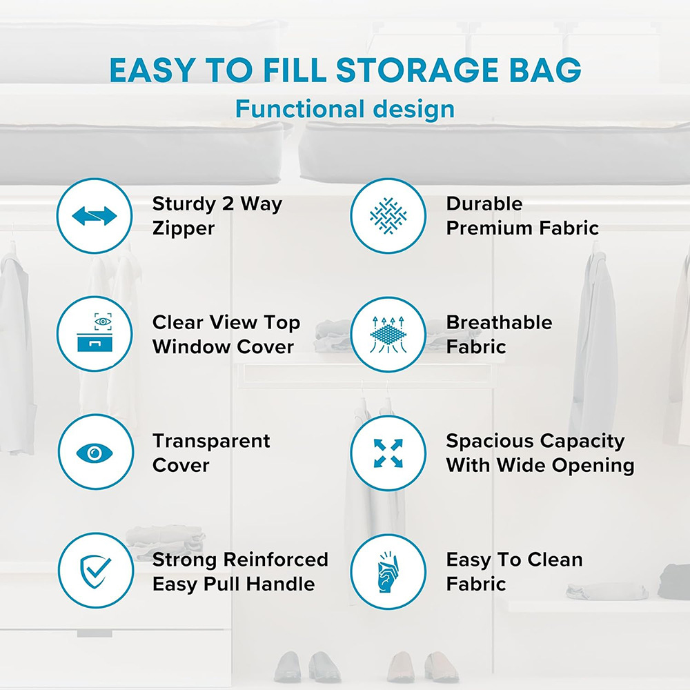 Foldable Under-Bed Storage 100x50x18cm | Dustproof Organizer | Clothes/Quilts | Gray/Black_voghion.com