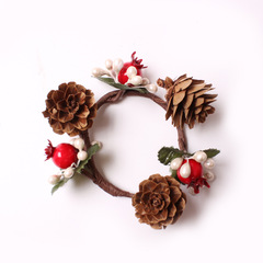 国境を越えた新しいスポットクリスマス松果ナプキンボタンdiy手作り赤果ナプキンリングクリスマスナプキン卸売り